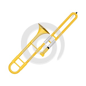 Trombone flat style isolated on white