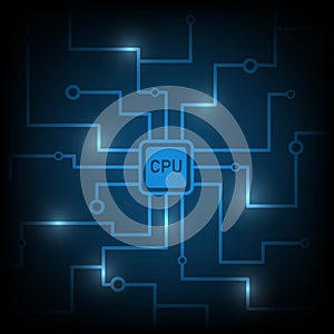 Processing CPU. Vector. Graphics. Computer illustration.