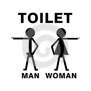 Symbol for the toilet, distinguishing male and female toilets by showing fingers photo