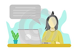 Customer service. Concept vector illustration laptop support. Flat design service communication help people internet marketing. Di