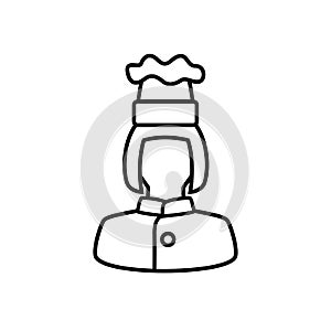 Female chef thin icon isolated on white background