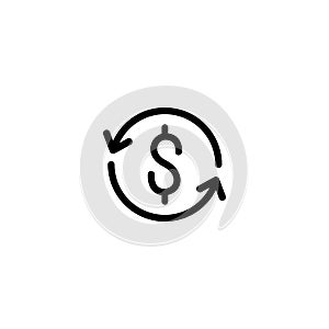 Money exchange thin icon isolated on white background