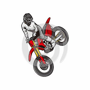 Freestyle motocriss dirtbike illustration vector character masctor photo