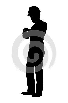 Standing engineer silhouette vector