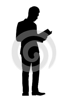 Standing man with book silhouette vector