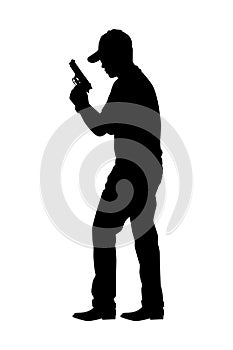 Gun shooting instructor silhouette vector