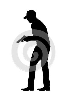 Gun shooting instructor silhouette vector