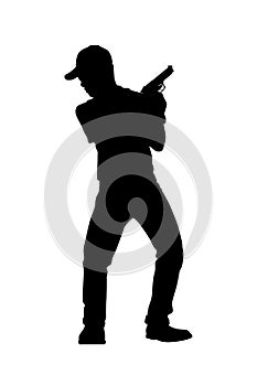 Gun shooting instructor silhouette vector