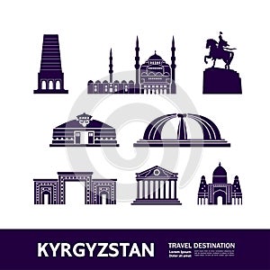 Kyrgyzstan travel destination grand vector illustration. photo