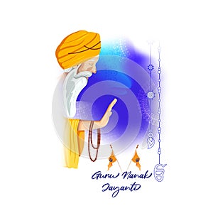 Vector illustration of Guru Nanak Dev Ji Gurpurab concept banner. photo