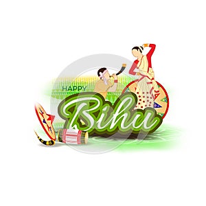 Vector illustration of Happy Bihu.