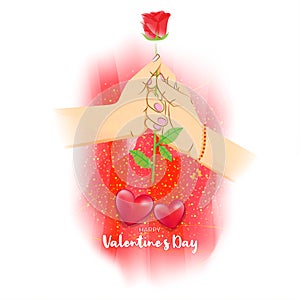 Vector illustration of Happy Valentine`s Day concept greeting. photo