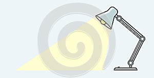 Reading lamp. lamp. vector. torch.A flashlight to guide on a black background.