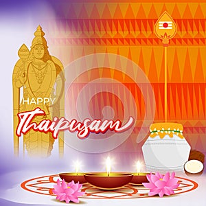 Vector illustration concept of Happy Thaipusam or Thaipoosam greeting. photo