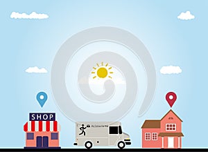 Vector illustration, delivery service, delivering goods by car from shop to location, perfect for business, National Postal Worker