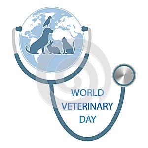 World Veterinary Day. Silhouettes of pets