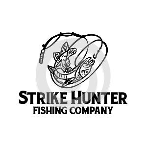Fish hand drawn design logo vector