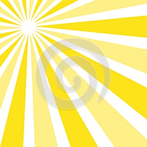 Sunlight abstract background. Bright yellow color burst background. Vector illustration. Sun beam ray sunburst pattern background.