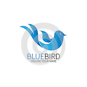 Blue bird flying design logo vector