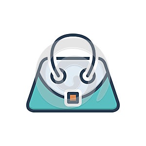 Color illustration icon for hand bag, satchel and accessory