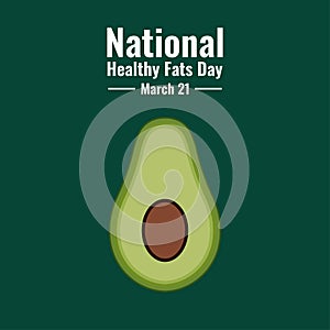 Avocado Fruit Vector, National Healthy Fats Day Design Concept, suitable for social media post templates, posters, greeting cards,