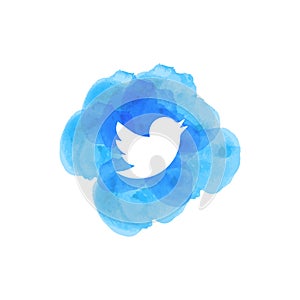 Watercolor Twitter Bird vector logo icon