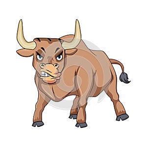 angry bull with a white background , vector