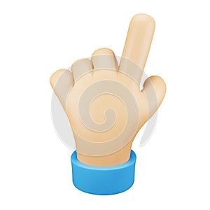 Pointing hand gesture emoji 3d rendering isometric icon.