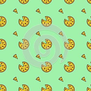 Pizza, seamless pattern, vector.