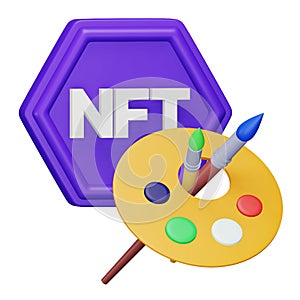 Nft art 3d rendering isometric icon.