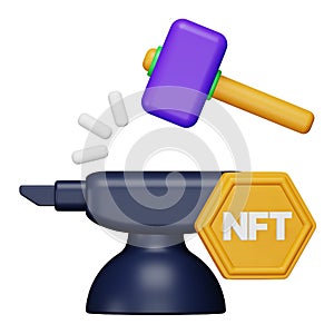 Nft minting 3d rendering isometric icon. photo