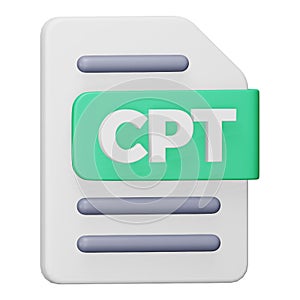 Cpt file format 3d rendering isometric icon.