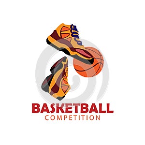 basket ball and shoes illustration vector