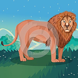 A ravenous lion standing, Victor photo