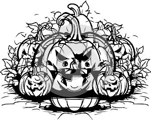 Haunted Harvest: Trendy Halloween Pumpkin Vector