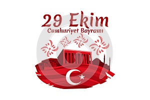 Translaton: October 29, Republic Day. National holiday of the Republic of Turkey vector illustration. photo