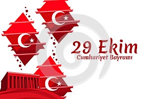 Translaton: October 29, Republic Day. National holiday of the Republic of Turkey vector illustration. photo