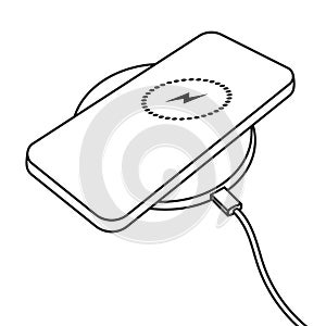 Wireless phone ?harger icon on white background. EPS 10.