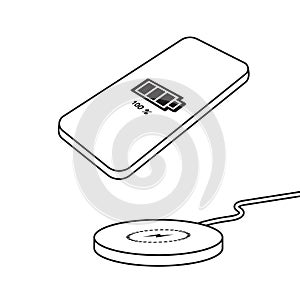 Wireless phone ?harger icon on white background. EPS 10.