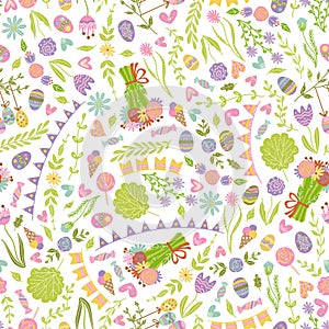 spring seamless pattern floral easter repeating background easter eggs repeat backdrop pastel flower holiday surface design