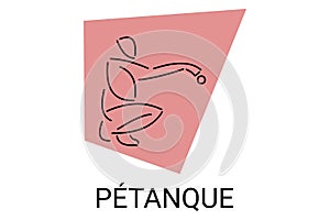 petanque sport vector line icon. practice petanque stance.