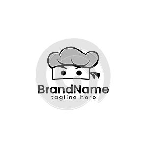 Design vector Ninja Chef Hat logo icon