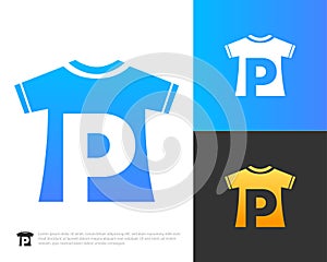 letter P t shirt logo design vector template photo