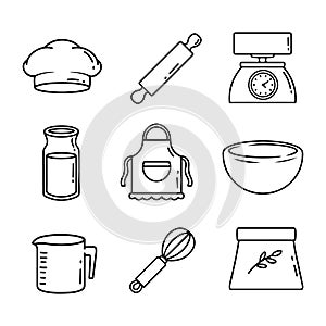 kitchen utensils icon set