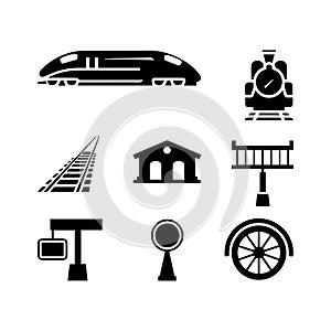 Railway Vector Silhouette Logo Elements