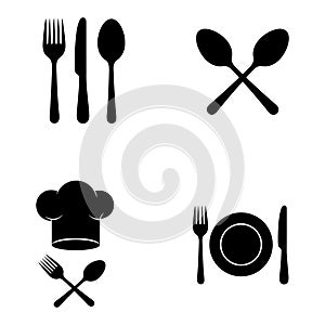 Clean Kitchen Silhouettes Cooking and Dining Icon Bundle