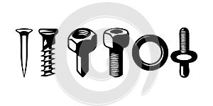 Black Silhouette Fasteners Vector Set