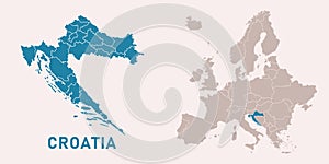 Map of Croatia with administrative divisions