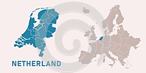 Map of Netherlands with administrative divisions