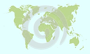 Simple World map. Green outline World map.